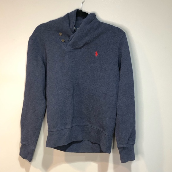 Polo Ralph Lauren Men's Blue Pullover Crossover Button Collar - Picture 1 of 5